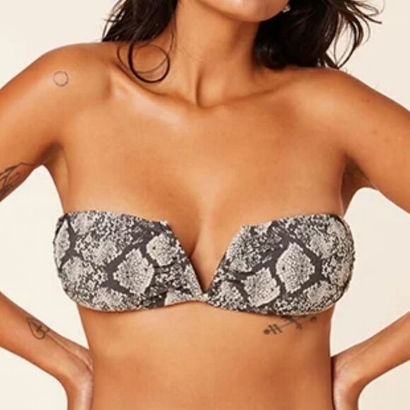 Andie Snakeskin Print Strapless Scala Bandeau Bikini Top Sz XS NWT - Picture 16 of 16